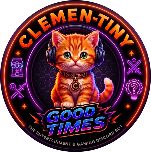 ClemenTiny: a ginger tabby cat in headphones, wearing a Good Times collar